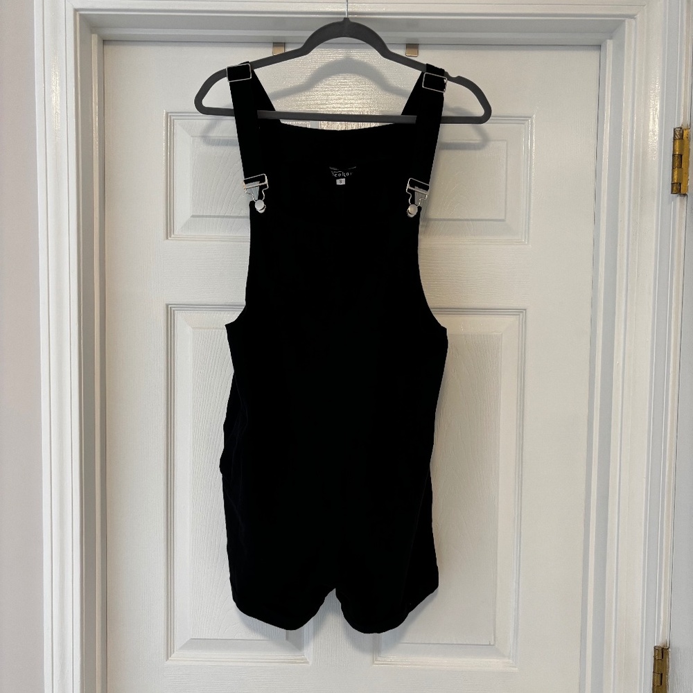 Black Cotton Linen Overalls